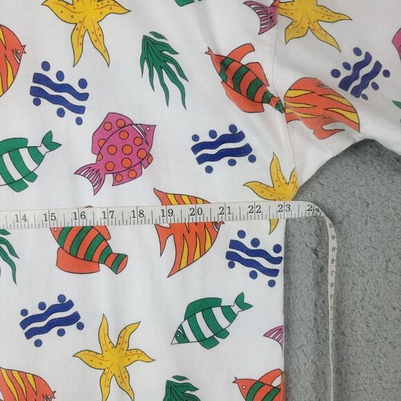 Picone Sport Polo Shirt Womens Large Tropical Fish Colorful 100% Cotton Collared - Picture 10 of 15